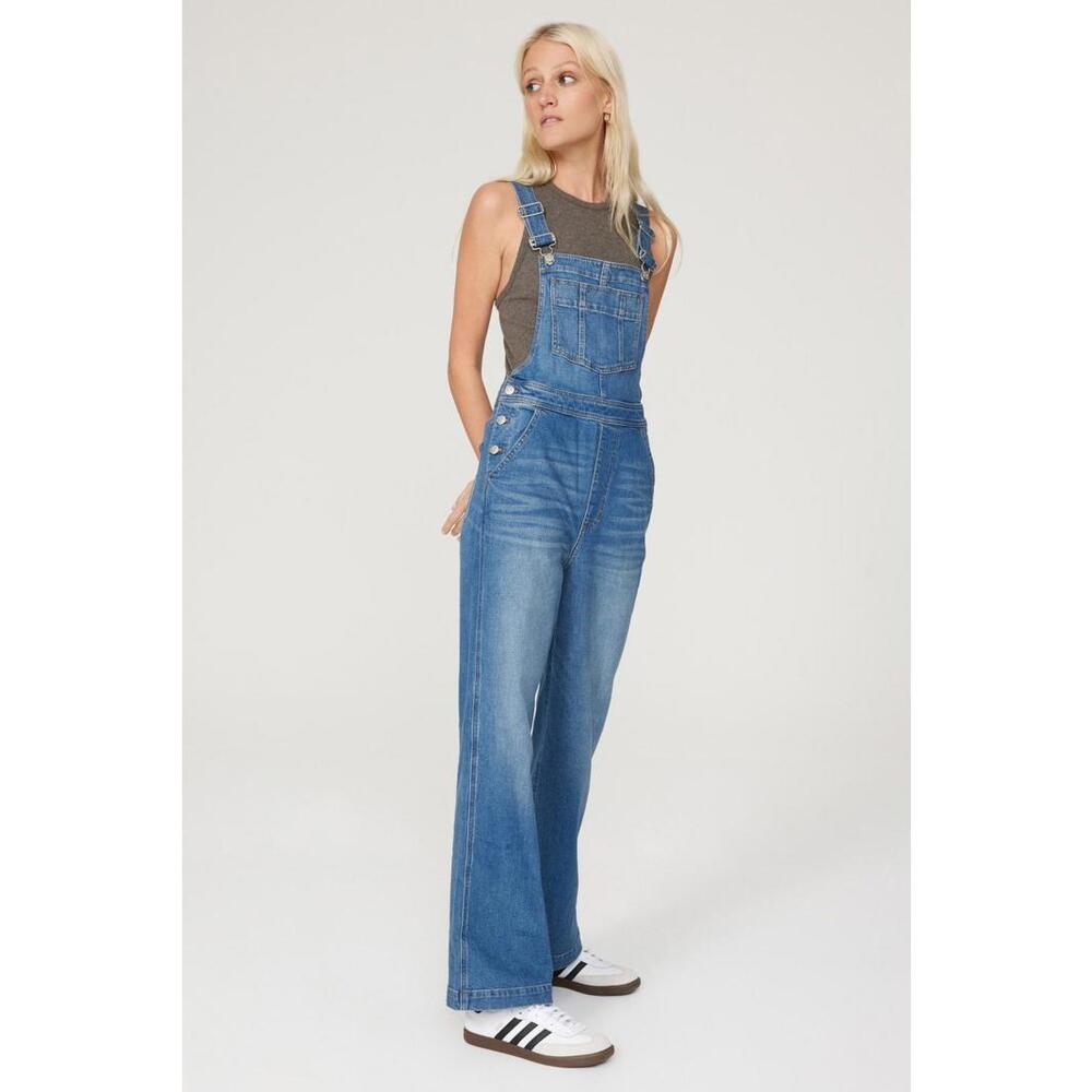 Madewell Blue Denim Flared Overalls Size 8
